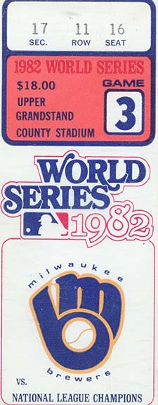 Ticket stub from Game 3 of the 1982 World Series