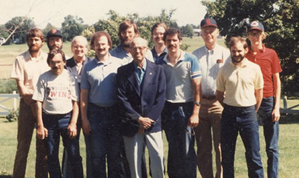 Burleigh Grimes with SABR members in June 1985