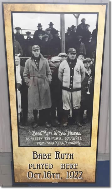Babe Ruth banner at Sleepy Eye ballpark