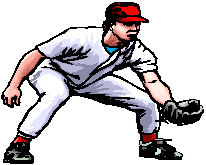illustration of baseball fielder with glove out ready to catch a ball.