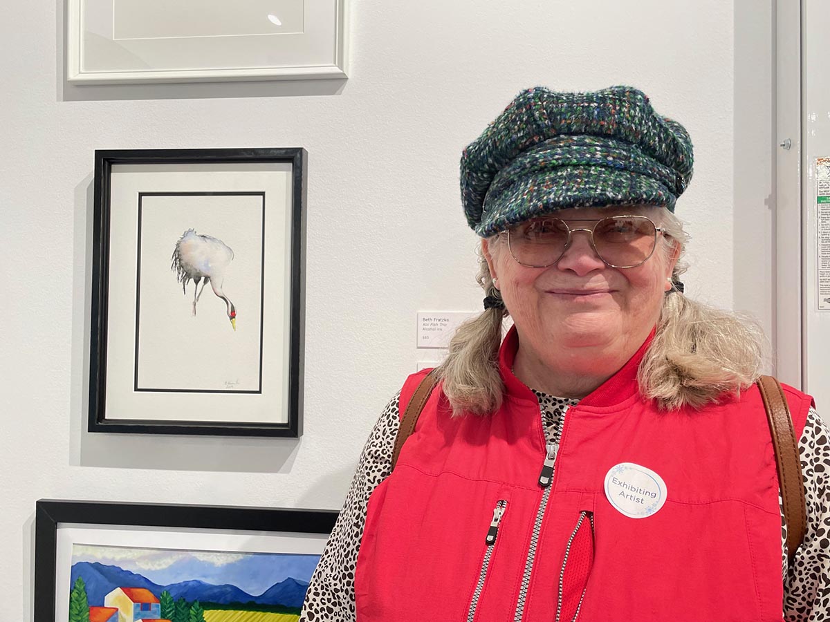 Brenda Himrich and her crane painting